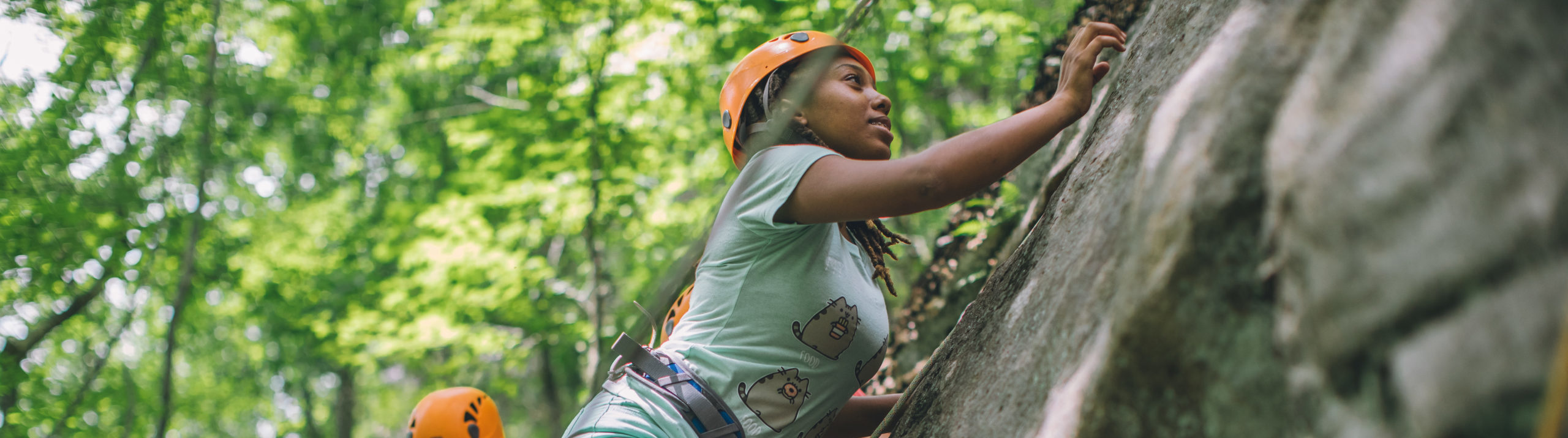 July 15, 2019. Boulder Loop Ledges, Moat Range, White Mountain National Forest, New Hampshire-- Teen Wilderness Adventure climbing program. Photo by Paula Champagne. Paula Champagne